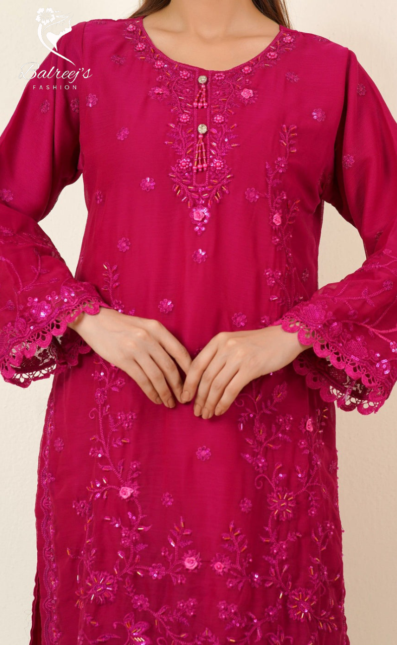 Kainat Hot Pink - BalreejFashion image 4