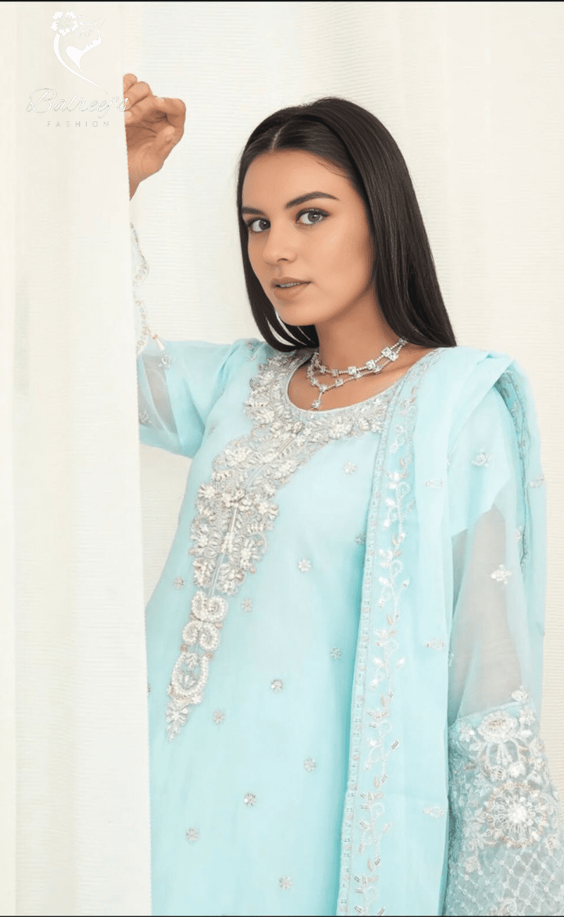 Embroidered Chiffon Gharara Suit Set image 0