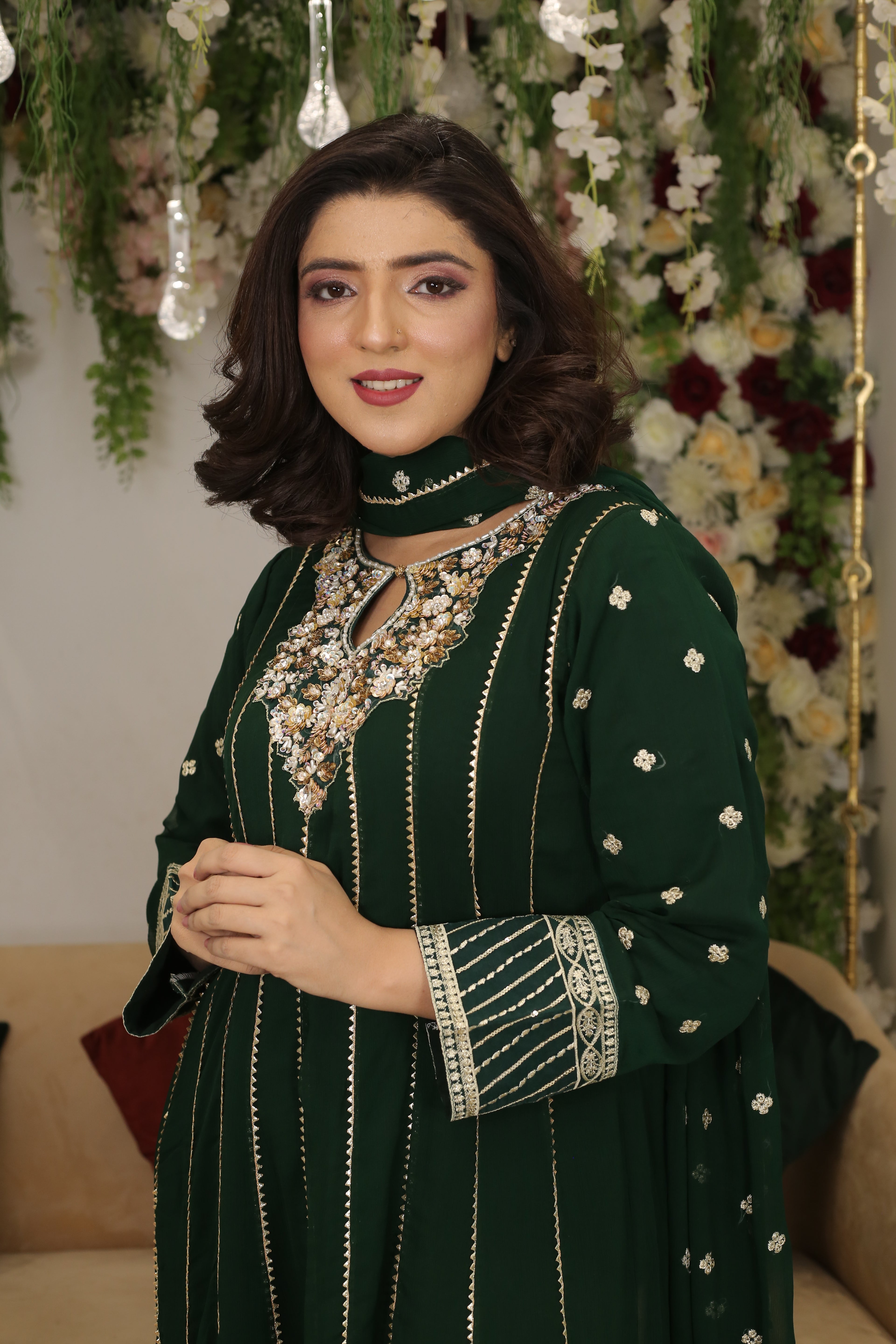 Luxury Handwork Bamber Chiffon Maxi Dress