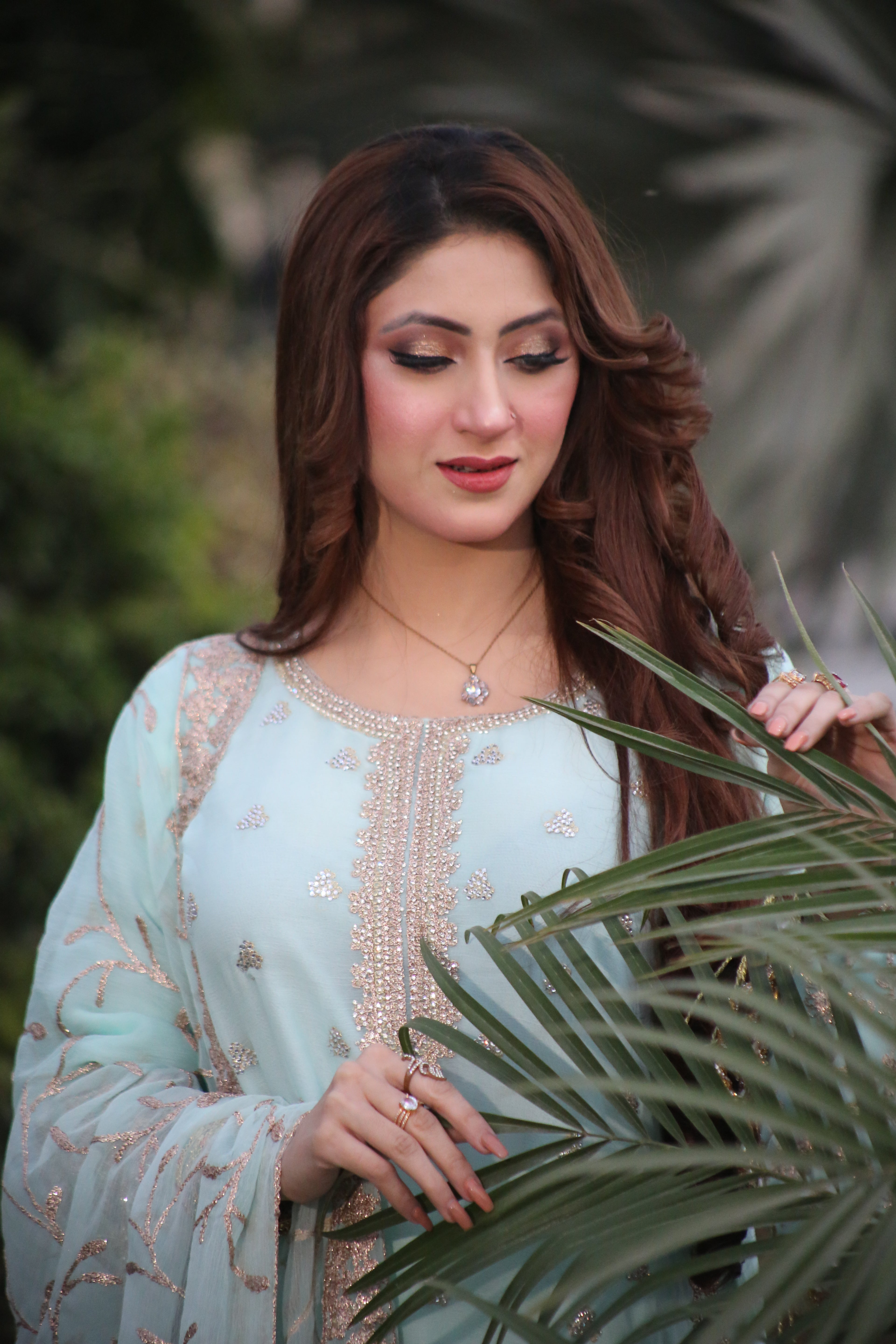 Luxury 3PC Long Shirt Suit Intricate DMC Stone Work Designer Set