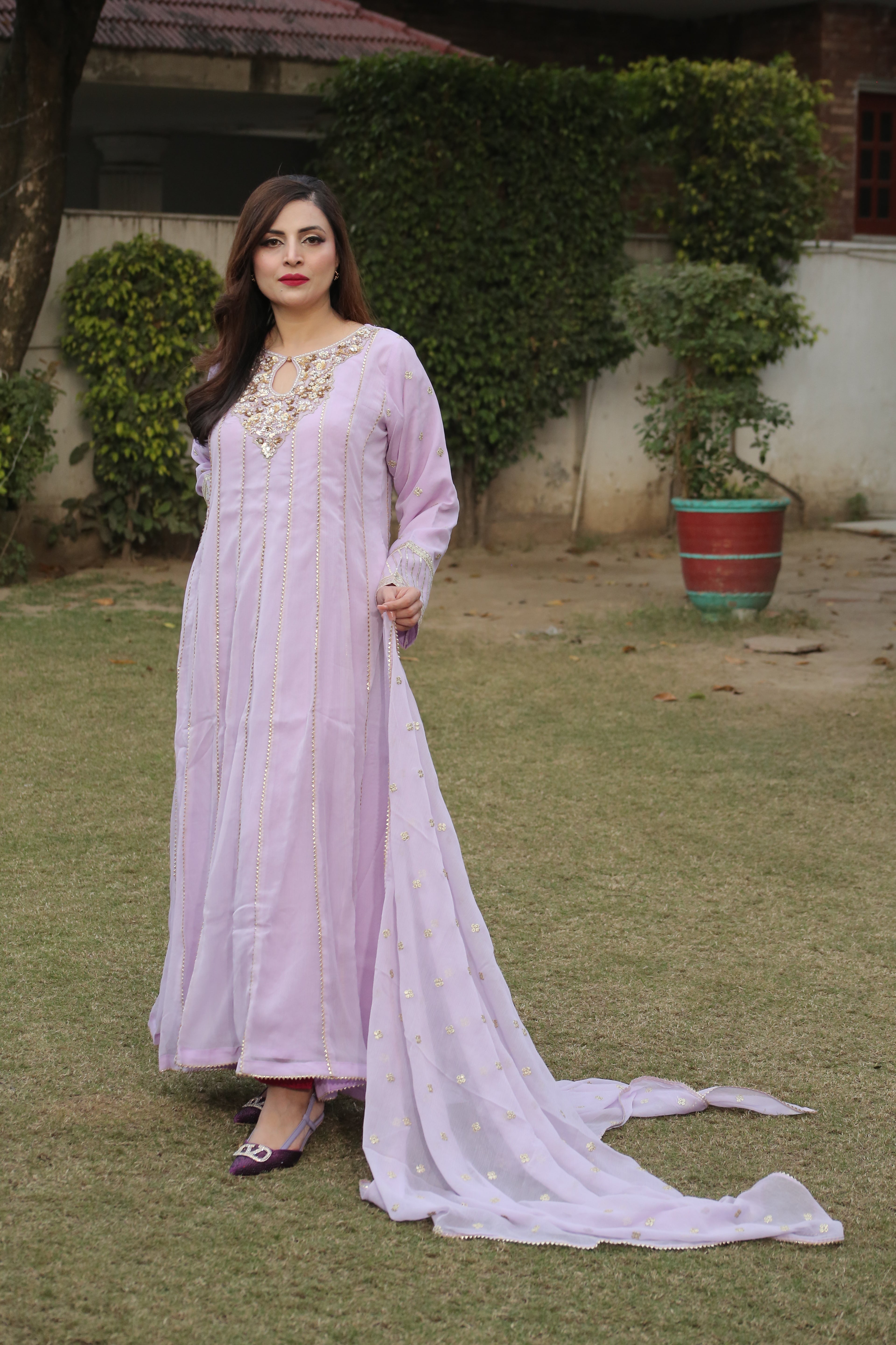 Luxury Handwork Bamber Chiffon Maxi Dress