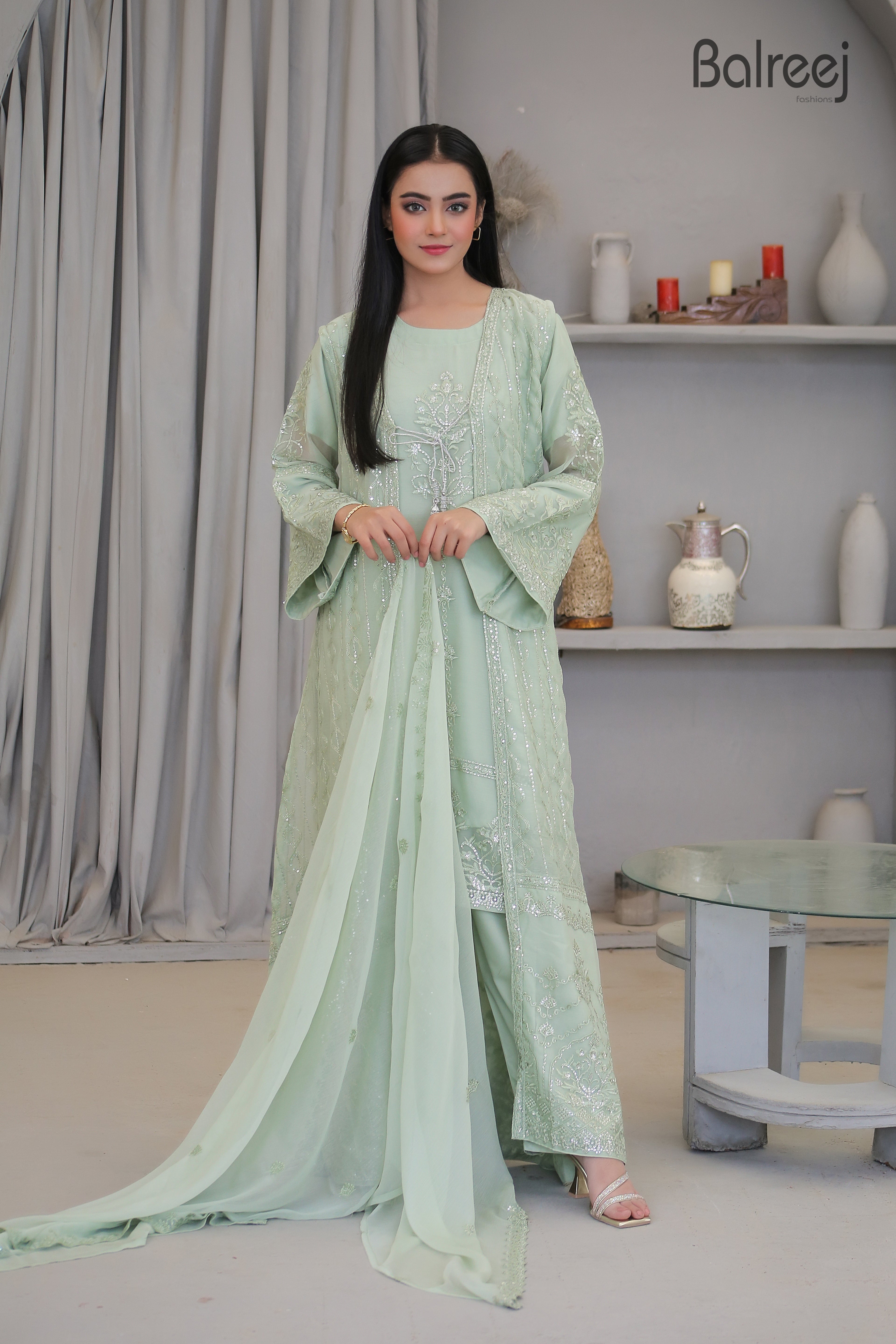 4PC Sequence Sitara Maxi | Luxury Floor Length Bridal & Wedding Gown