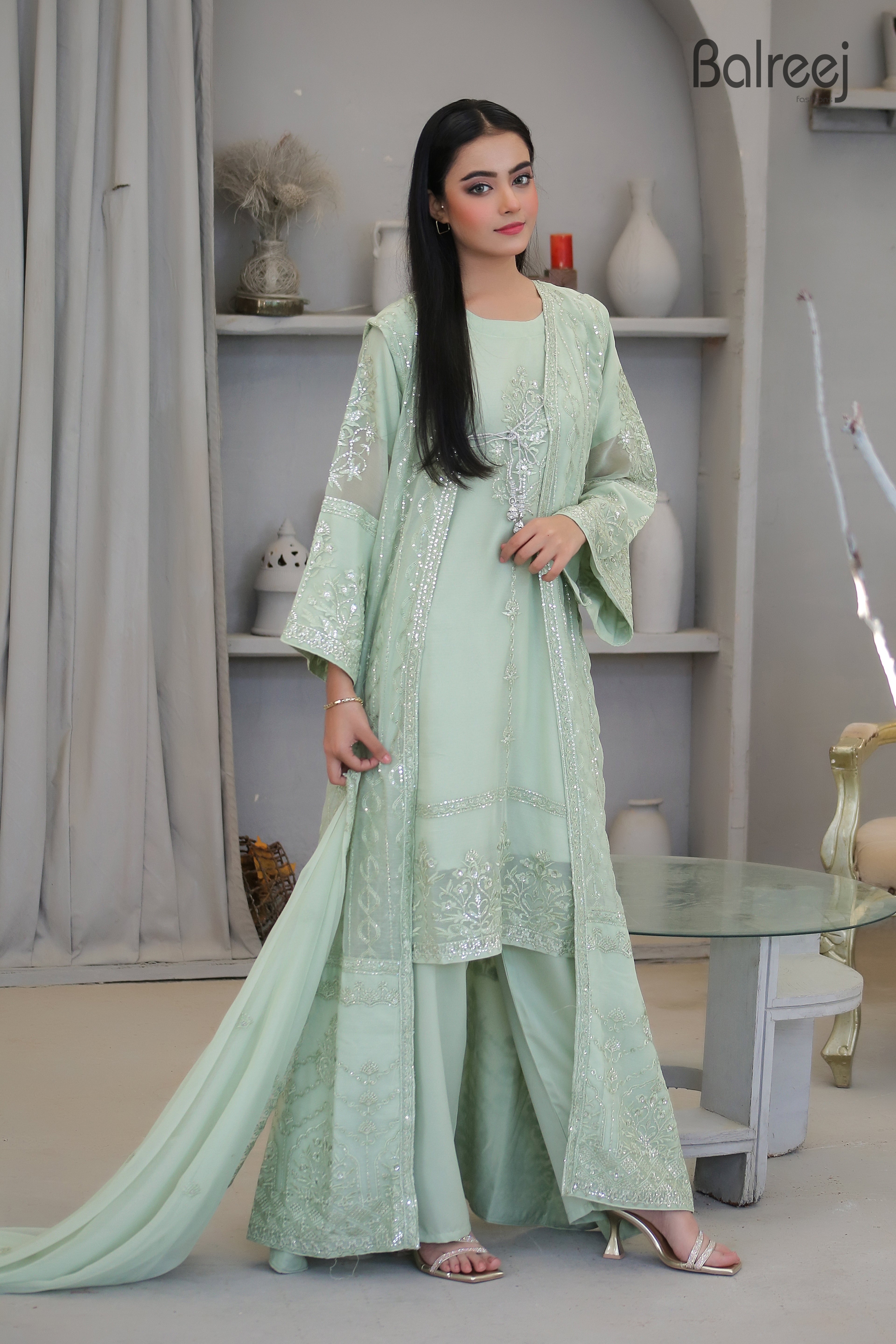 4PC Sequence Sitara Maxi | Luxury Floor Length Bridal & Wedding Gown