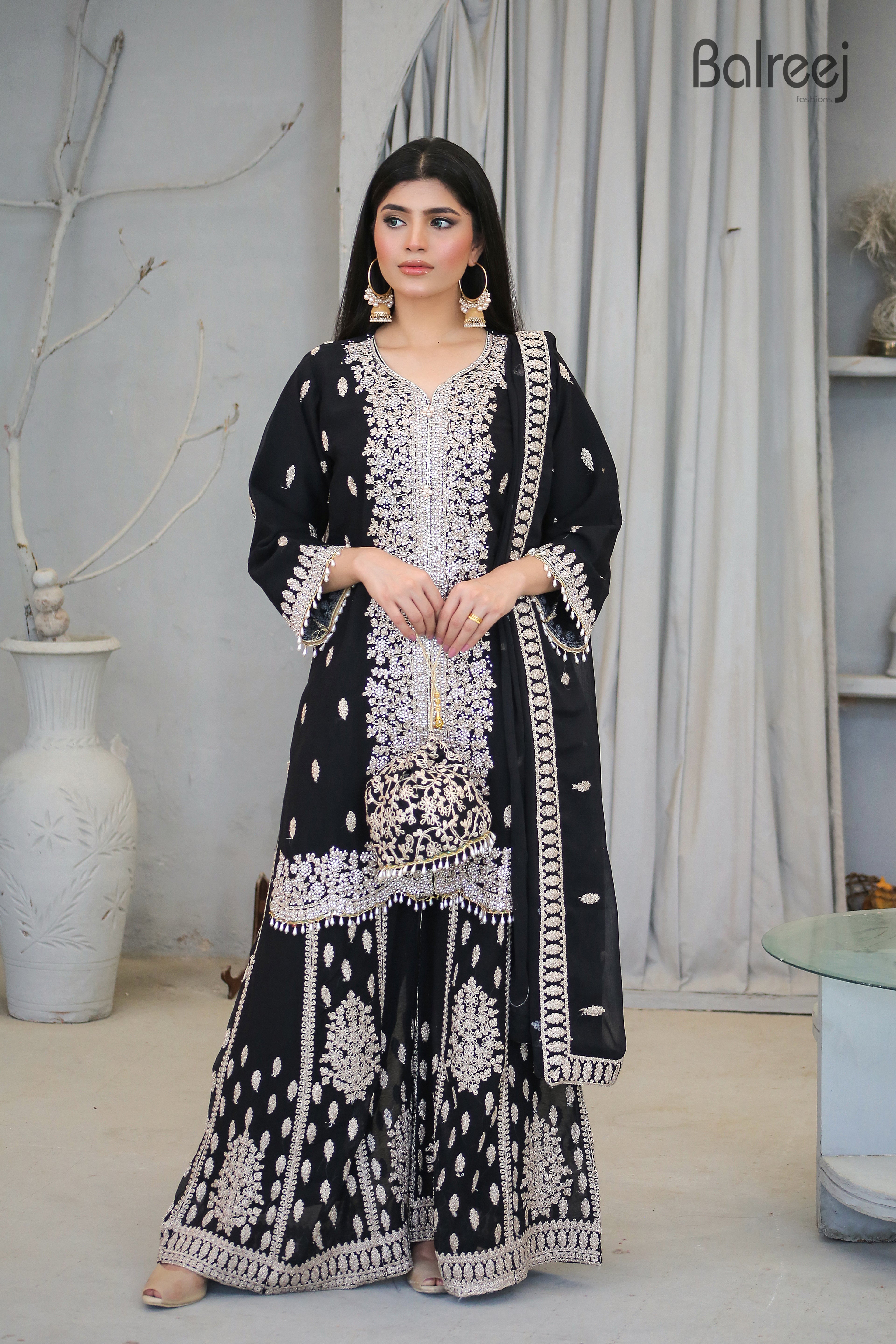 4PC Heavy Dori Work & DMC Stone Suit | Luxury Wedding Ensemble