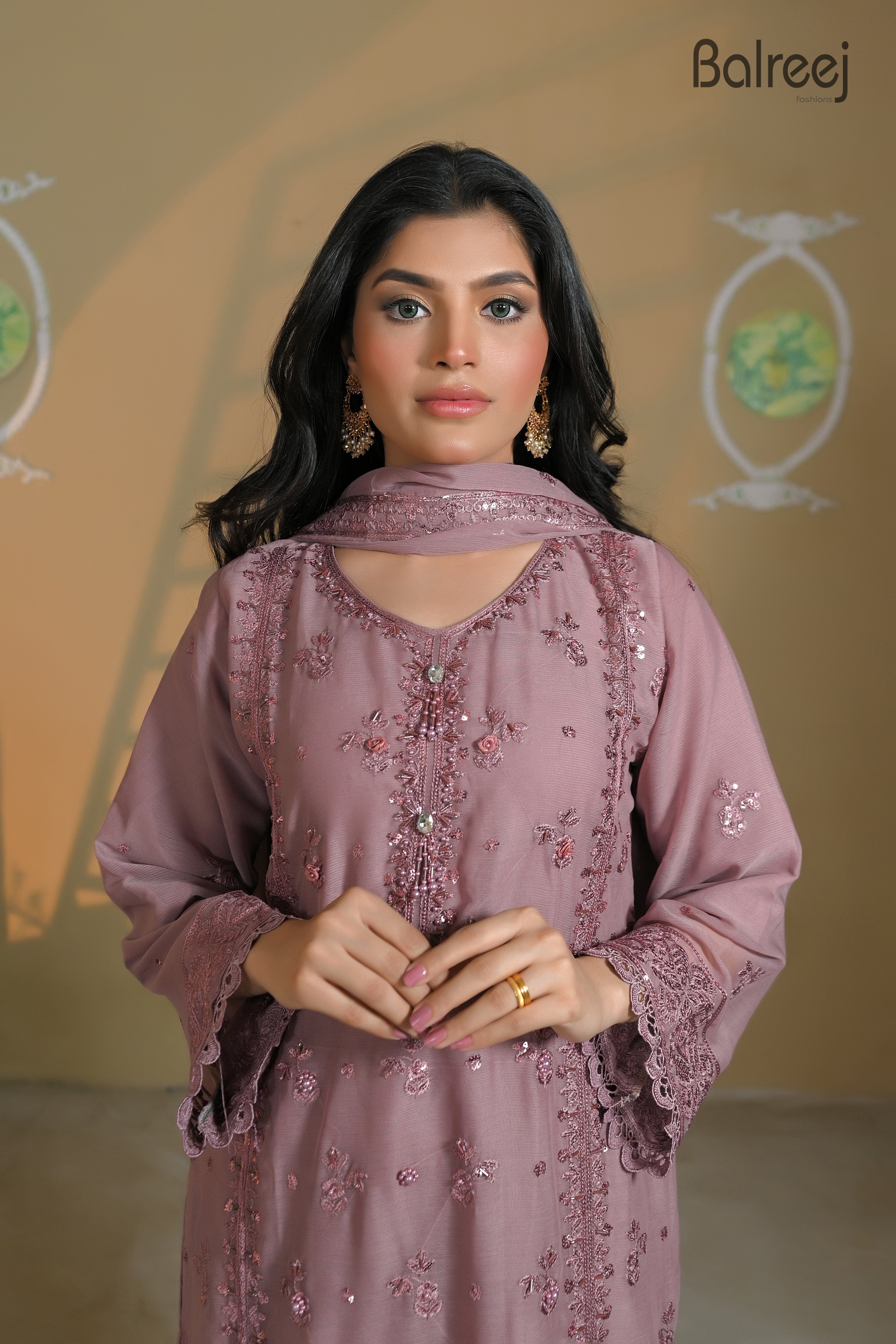 3PC 3D Embroidered Shirt & Matching Palazzo Set | Modern Festive Wear