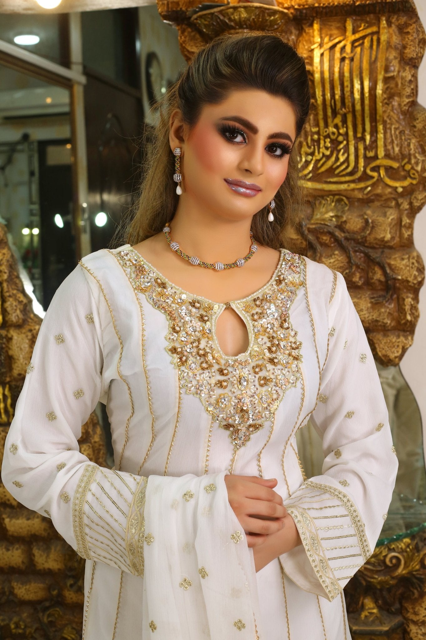 BF - 003 | Luxury Handwork Bamber Chiffon Maxi Dress - BalreejFashions