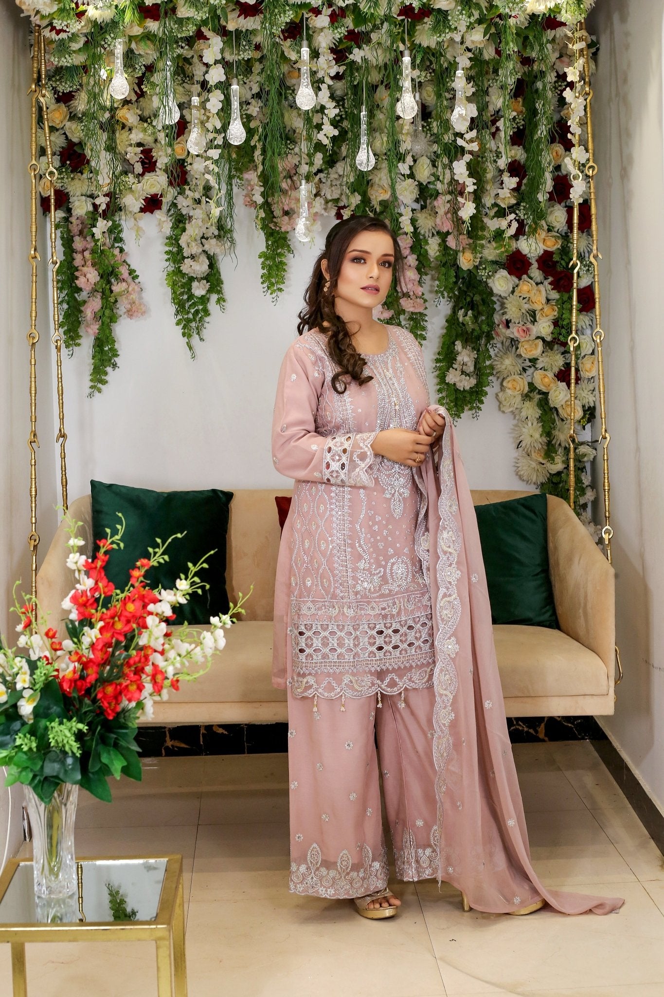 BF - 004 | Luxury Silver Zari & Stone Embroidered Suit - BalreejFashions