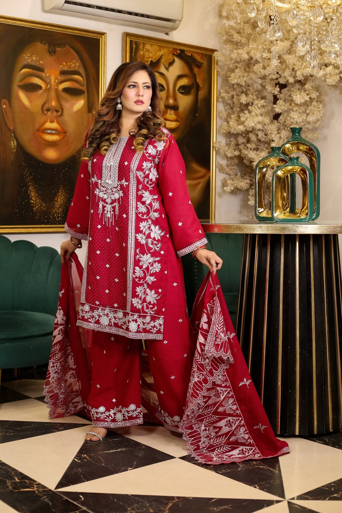 BF - 010 | Elegant Silver Zari Stonework Dress – Luxury Wear - BalreejFashions