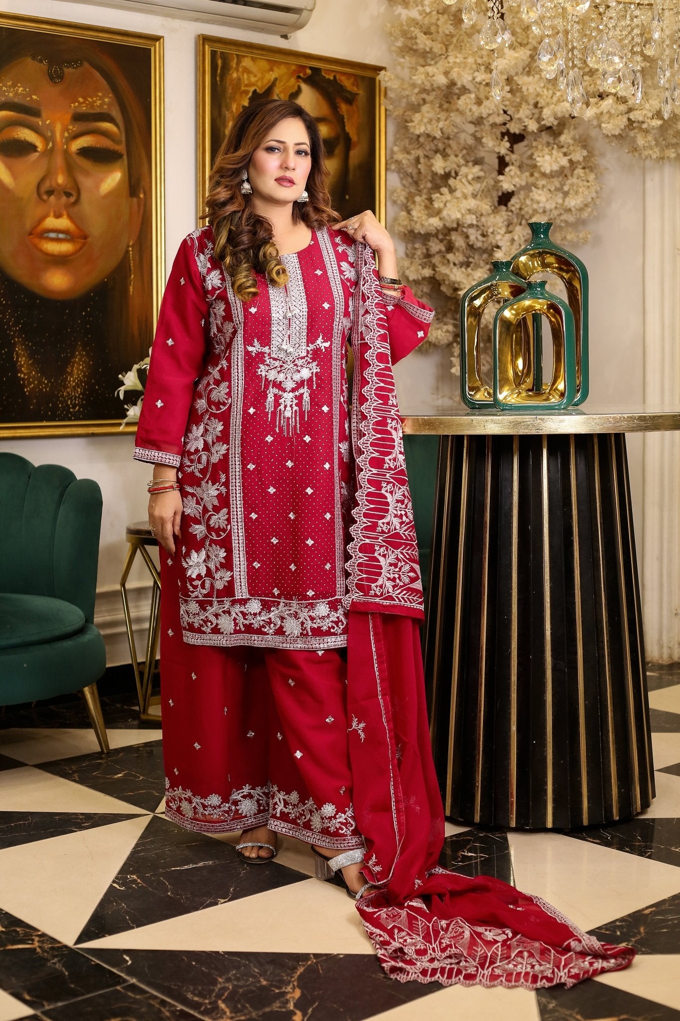 BF - 010 | Elegant Silver Zari Stonework Dress – Luxury Wear - BalreejFashions