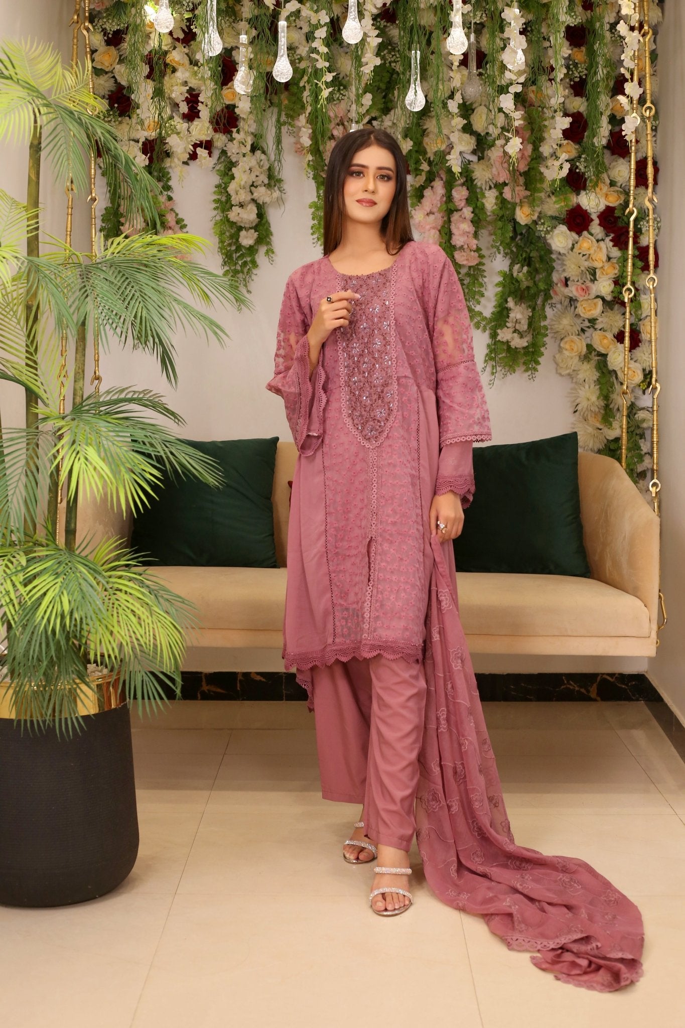 BF - 015 | Luxury Neckline Embroidered Tail - Style Frock - BalreejFashions