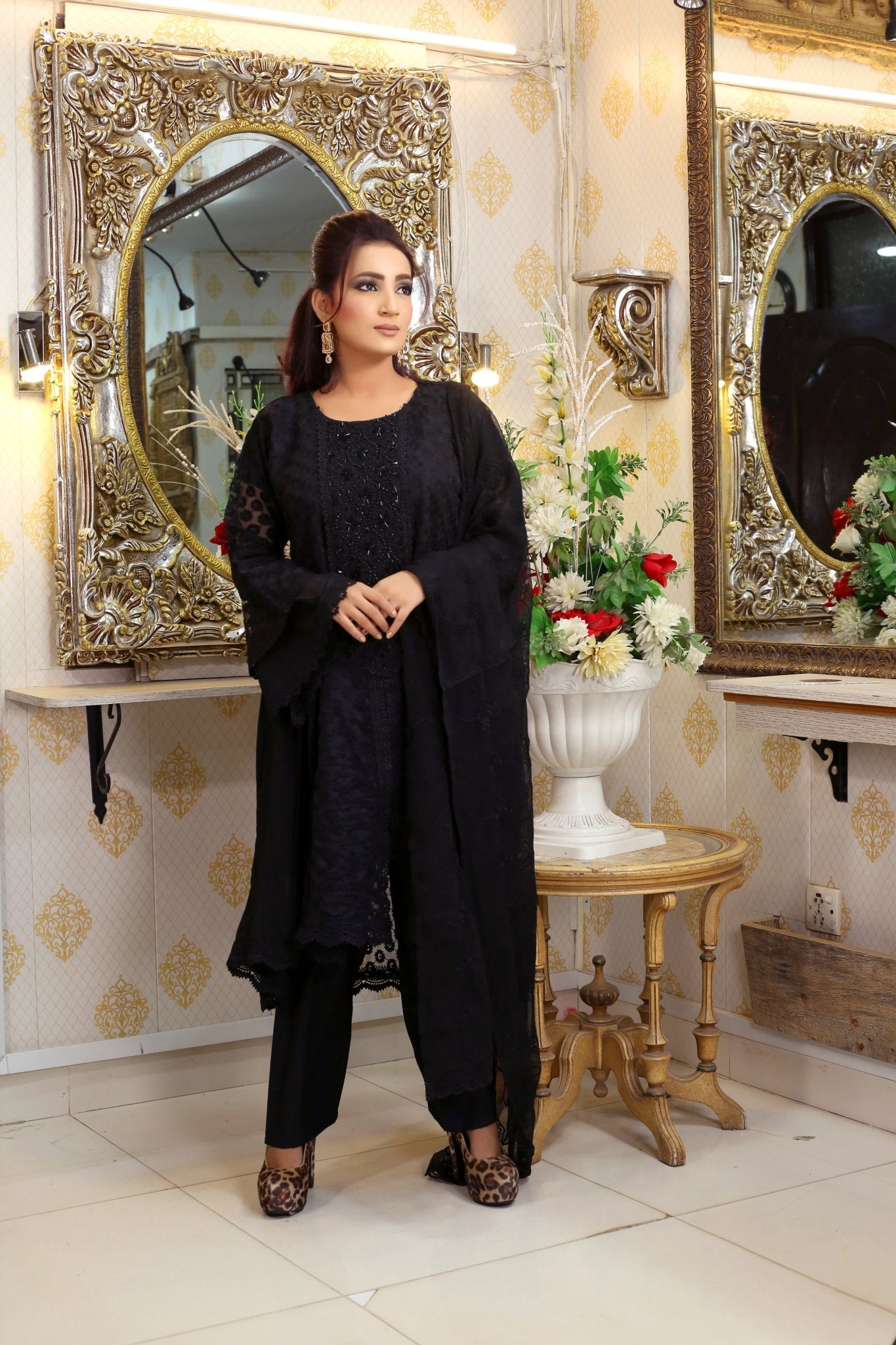 BF - 015 | Luxury Neckline Embroidered Tail - Style Frock - BalreejFashions