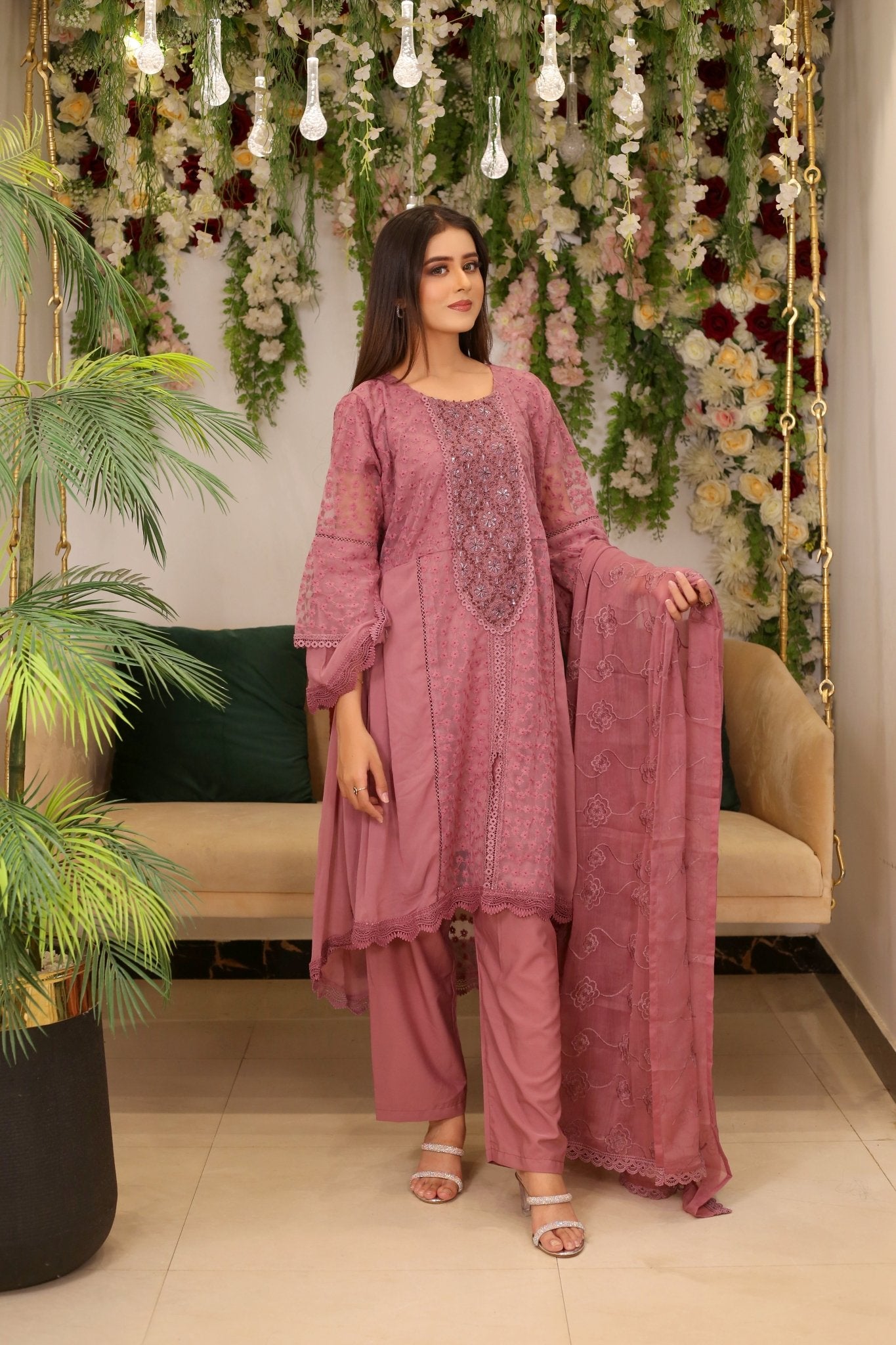 BF - 015 | Luxury Neckline Embroidered Tail - Style Frock - BalreejFashions