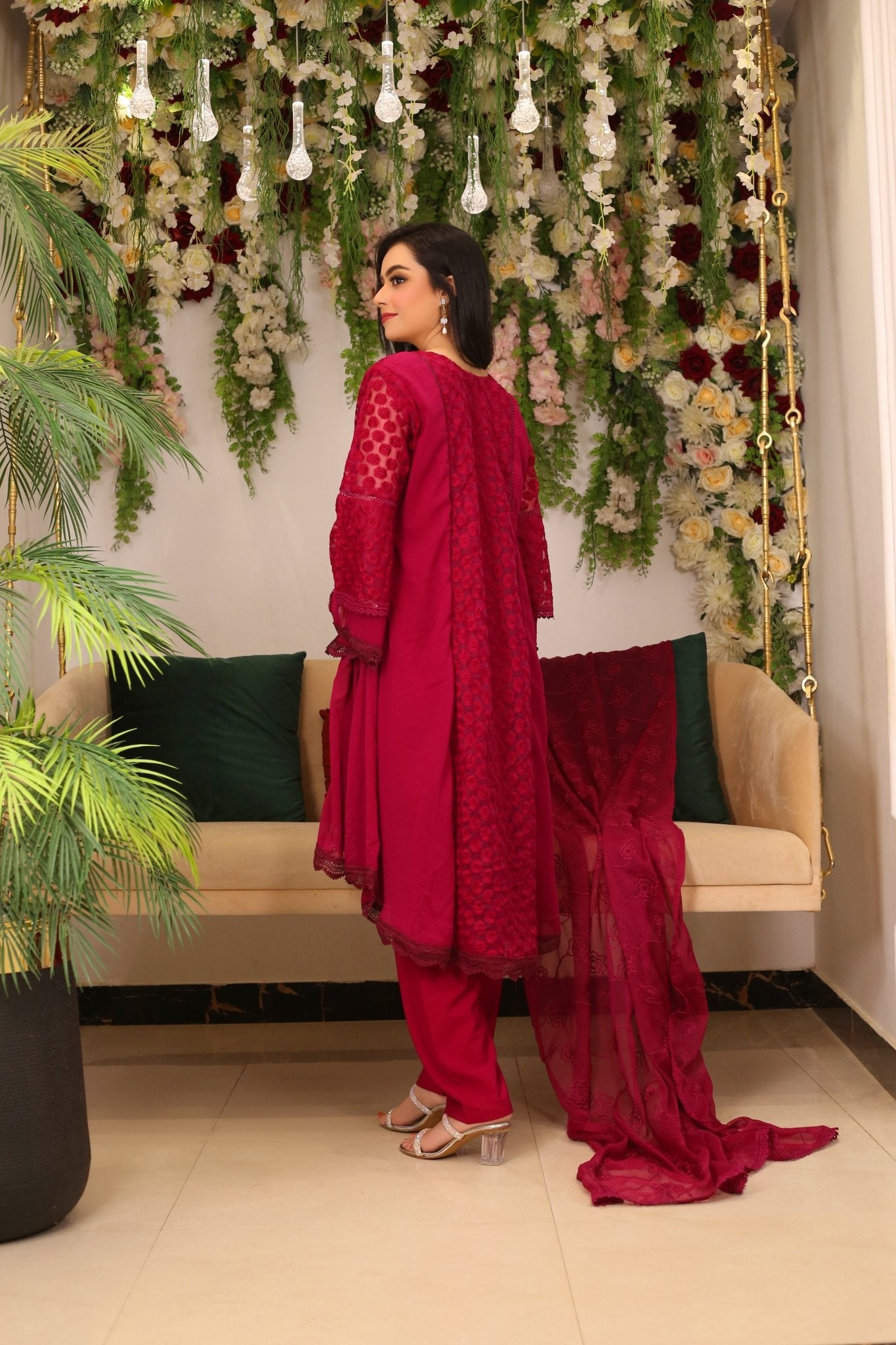 BF - 015 | Luxury Neckline Embroidered Tail - Style Frock - BalreejFashions