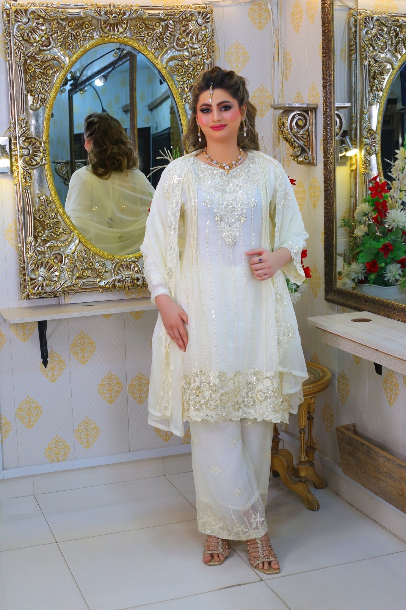 Designer Cut Work Short Frock – Party Wear - BalreejFashions