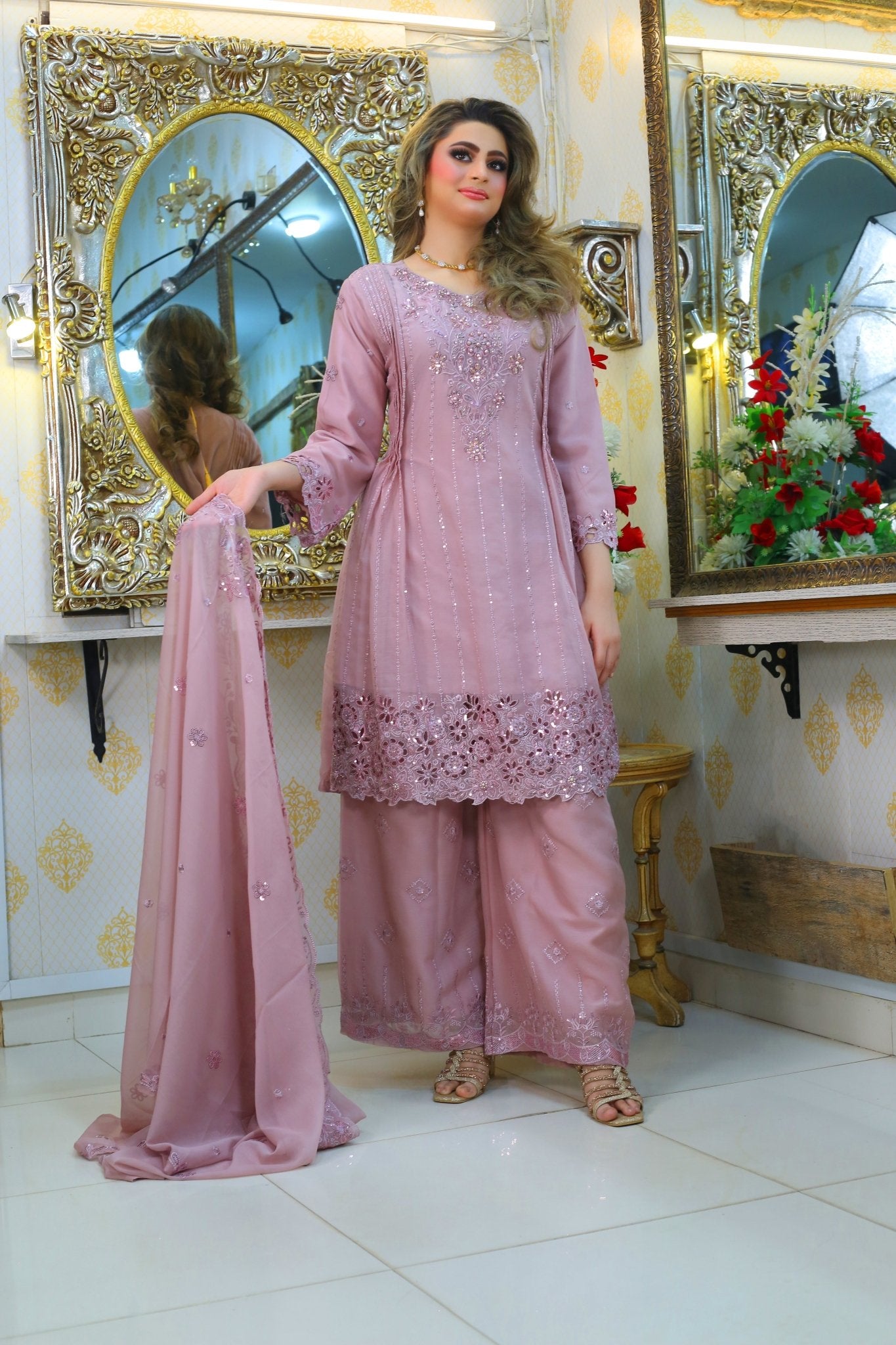 Designer Cut Work Short Frock – Party Wear - BalreejFashions