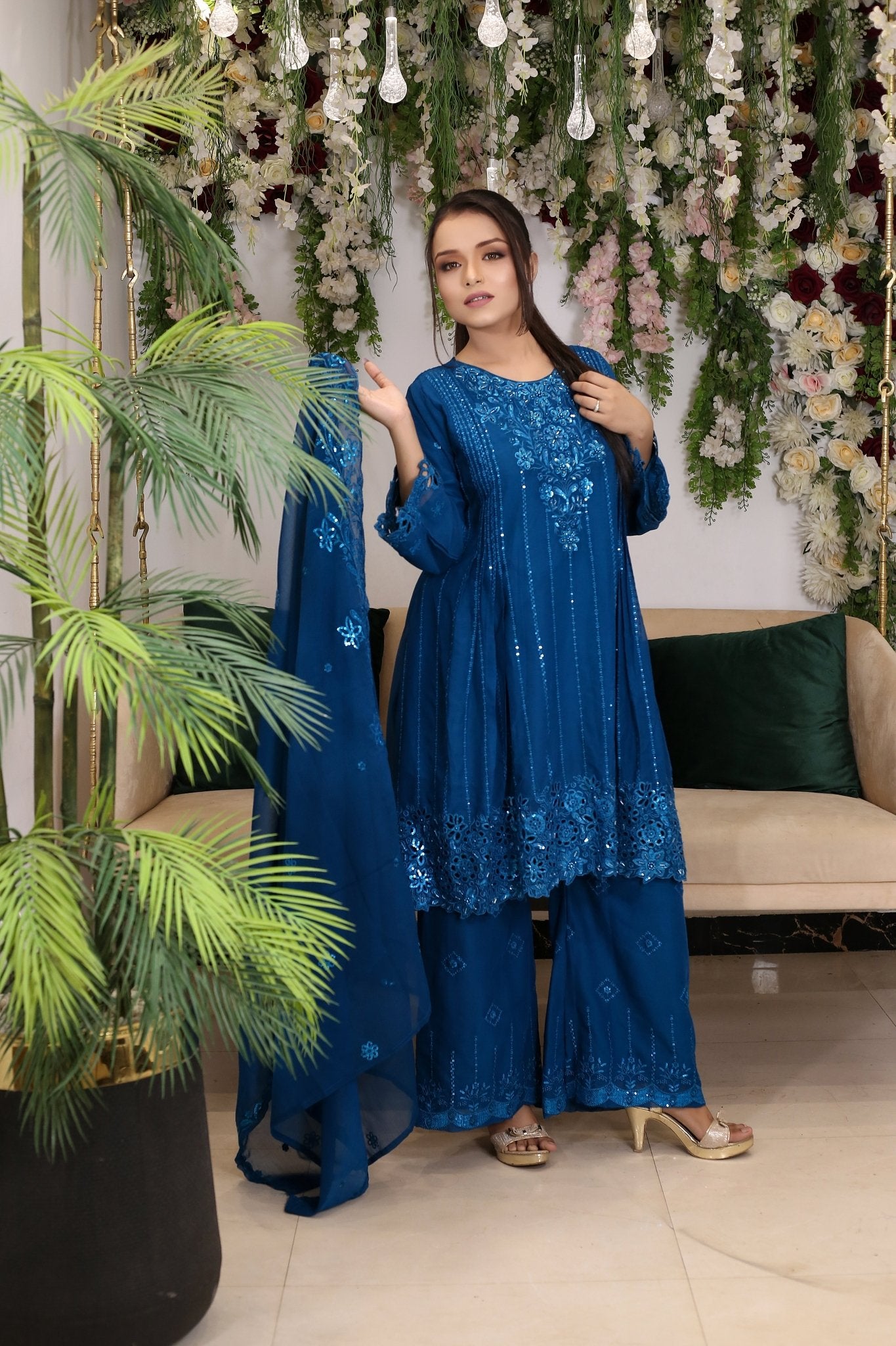 Designer Cut Work Short Frock – Party Wear - BalreejFashions