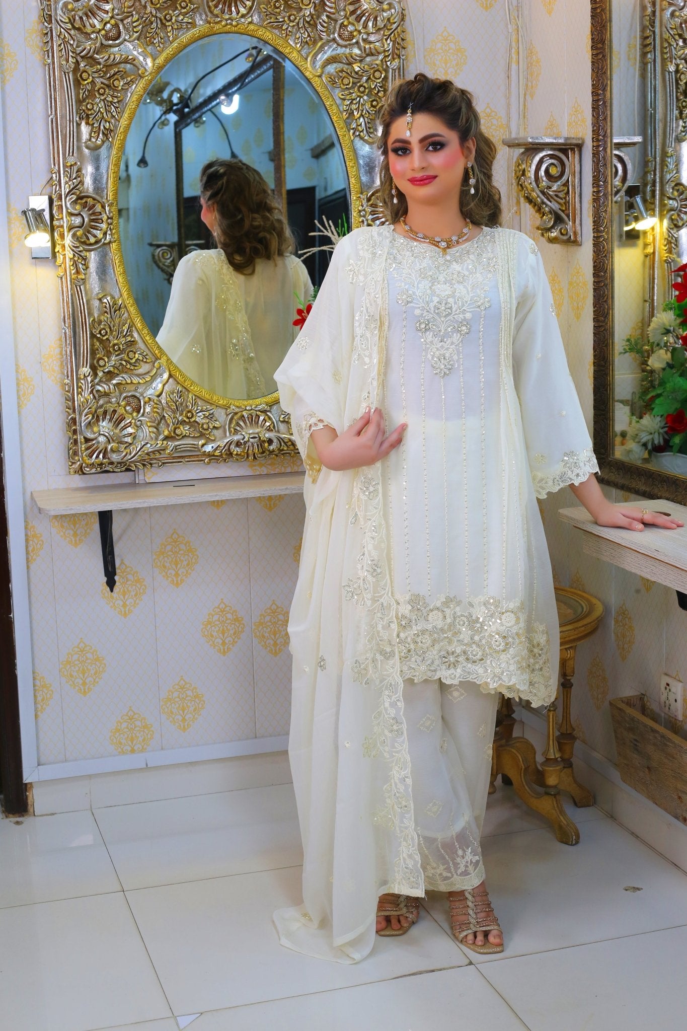 Designer Cut Work Short Frock – Party Wear - BalreejFashions