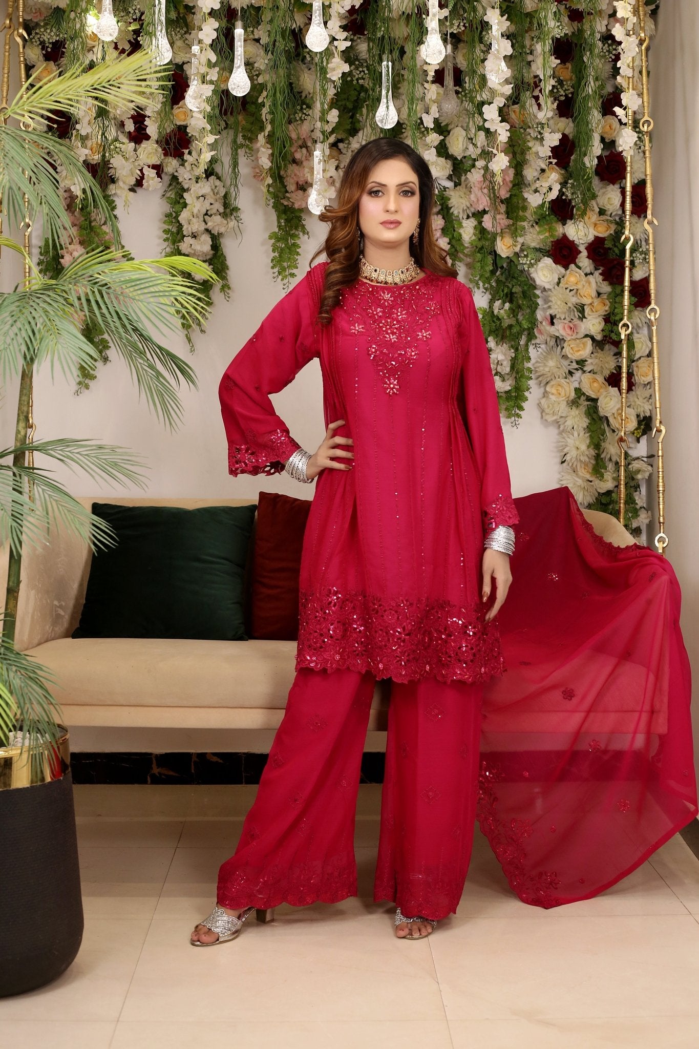 Designer Cut Work Short Frock – Party Wear - BalreejFashions