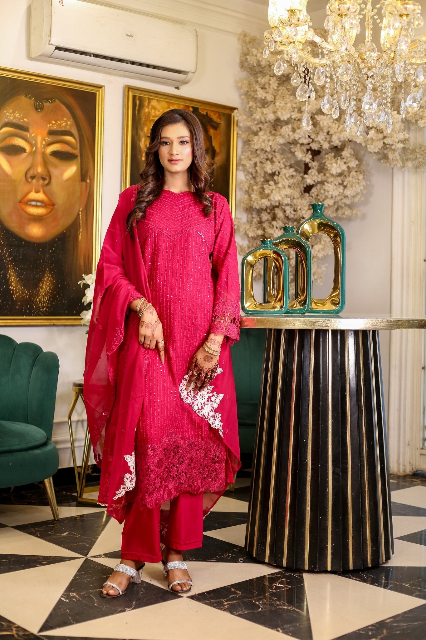 Embroidered Border Dupatta Luxury Outfit - BalreejFashions