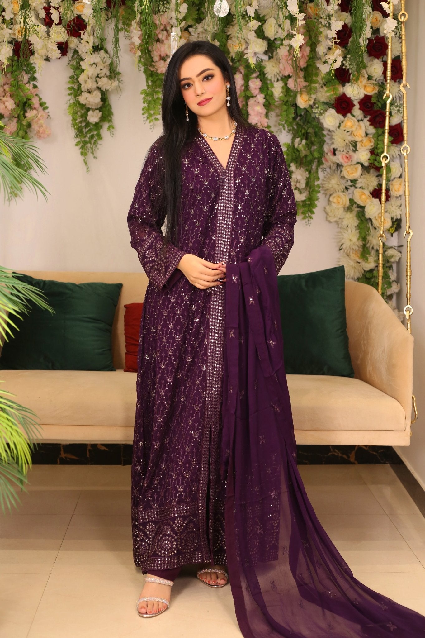 Luxury Sitara Embroidered Festive Dress - BalreejFashions