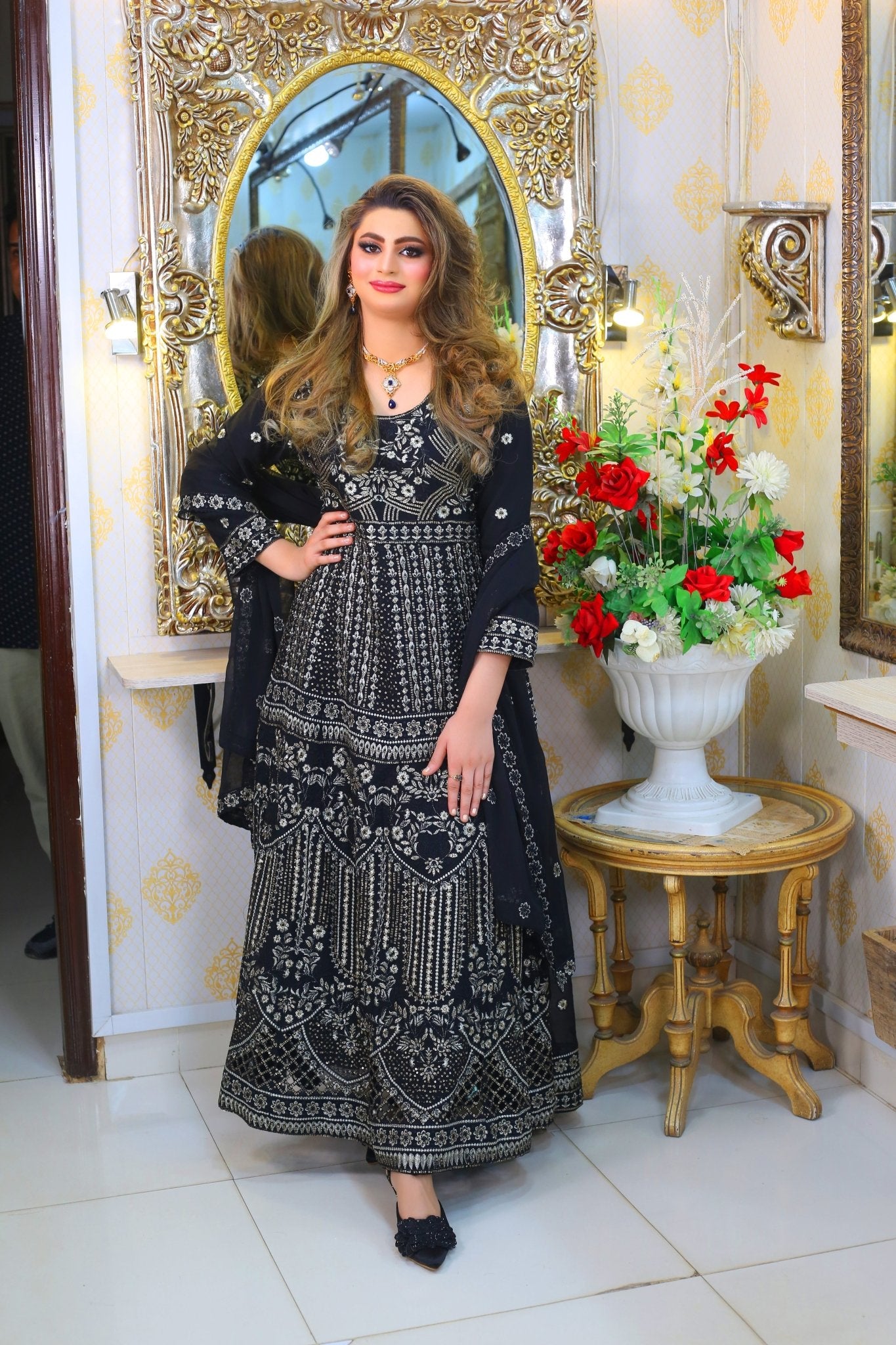 Luxury Thread & Sequin Embroidered Maxi Dress - BalreejFashions