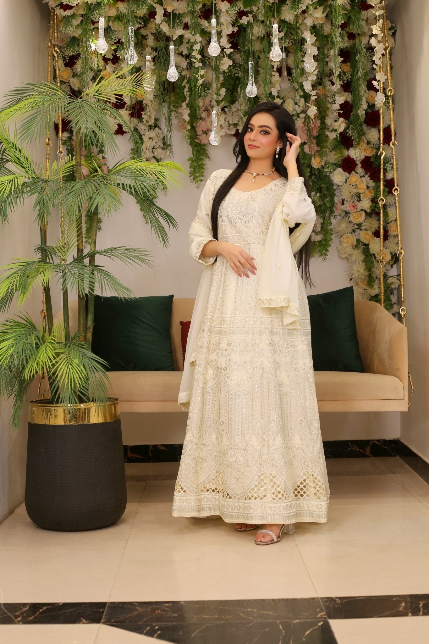 Luxury Thread & Sequin Embroidered Maxi Dress - BalreejFashions